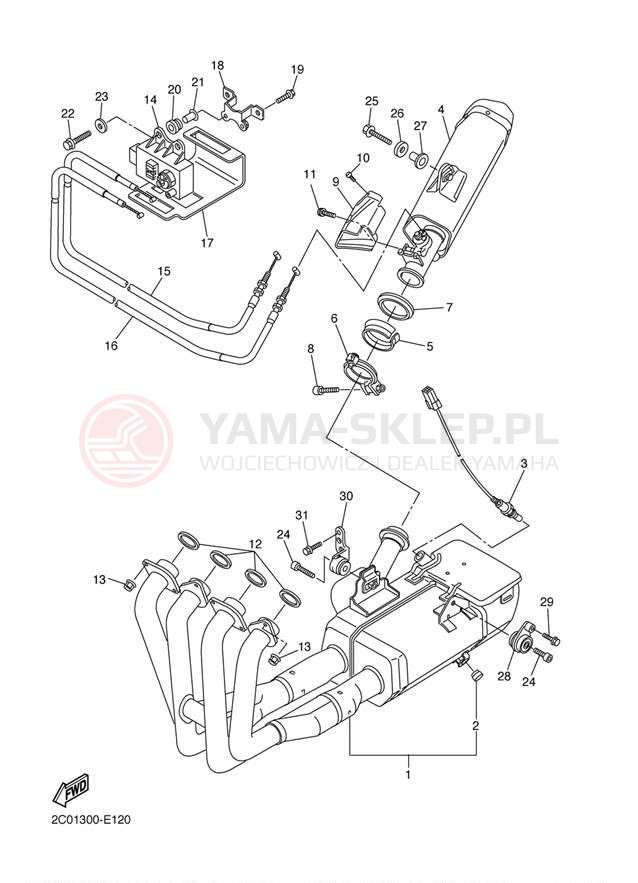 Schemat "Wydech końcowy" do Yamaha R6 CA YZFR6WC/YZFR6W
