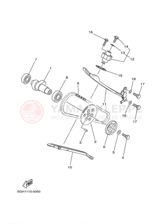 Schemat "Rozrząd - łańcuszek" do Yamaha KODIAK 2WD YFM400AMC/YFM400AM