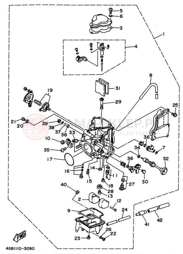 Schemat "Gaźnik" do Yamaha BIG BEAR 4WD YFM350FWF