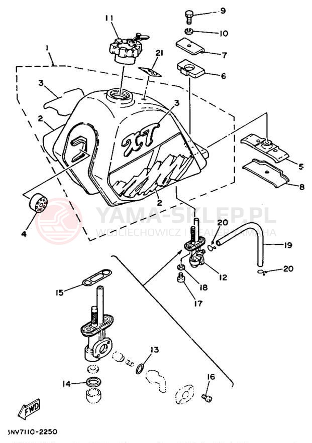 Schemat "zbiornik paliwa" do Yamaha XT350D/XT350DC