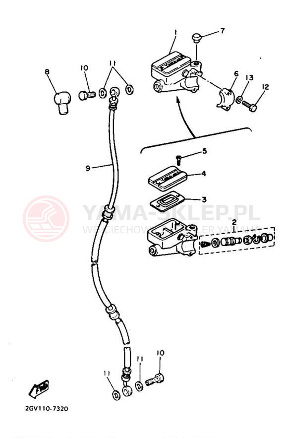 Schemat "Pompa hamulcowa przednia" do Yamaha VIRAGO 535 XV535TC/XV535T