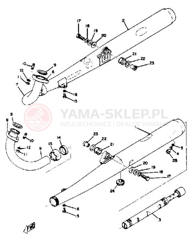 Schemat "Wydech końcowy" do Yamaha RD350