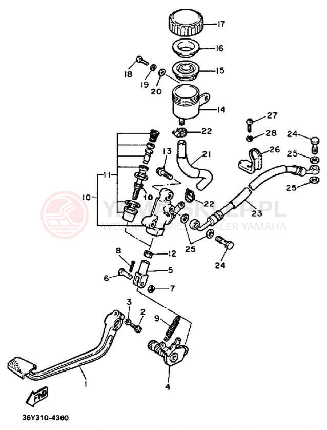 Schemat "Pompa hamulcowa tył" do Yamaha FJ1100NC/FJ1100N
