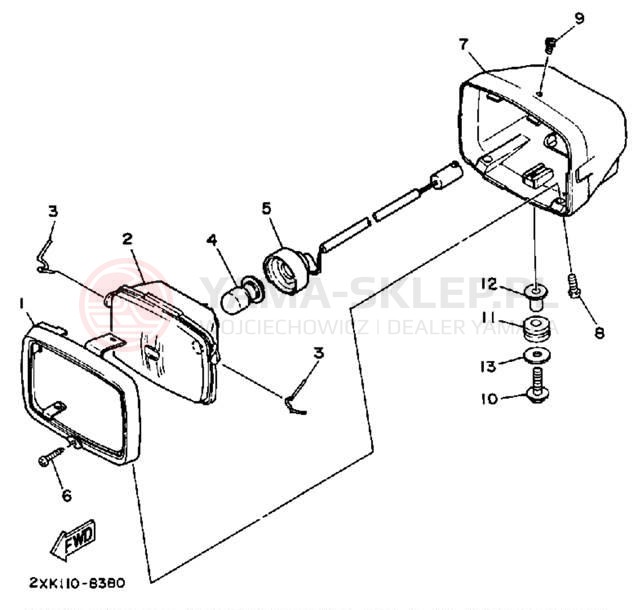 Schemat "Lampa przód" do Yamaha WARRIOR YFM350XB
