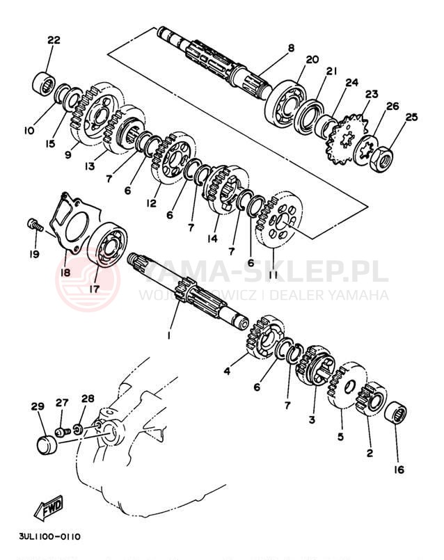 Schemat "Skrzynia biegów " do Yamaha RT100J
