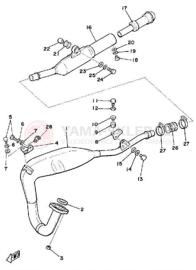 Schemat "Wydech końcowy" do Yamaha DT125G