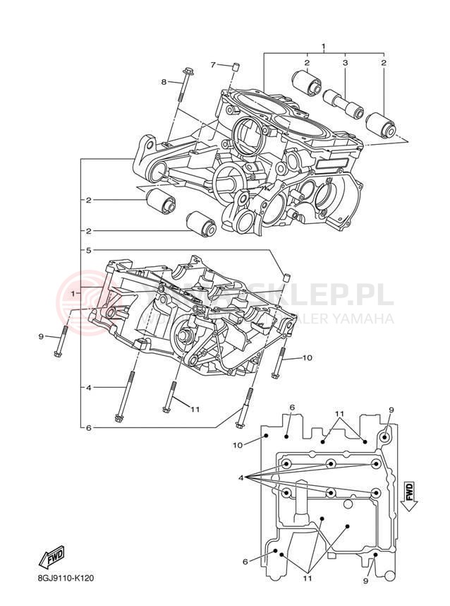 Schemat "Obudowa silnika" do Yamaha PHAZER MTX PZ50MTEW