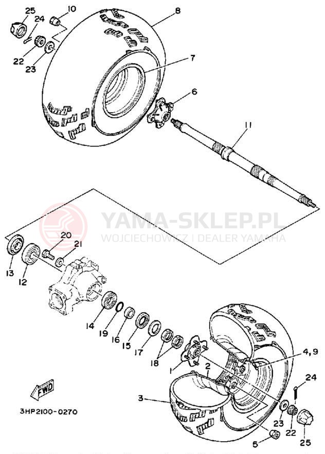 Schemat "Koło tył" do Yamaha YFM350ERA
