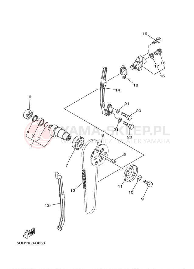 Schemat "Rozrząd - łańcuszek" do Yamaha BRUIN 350 4X4 YFM35FAT