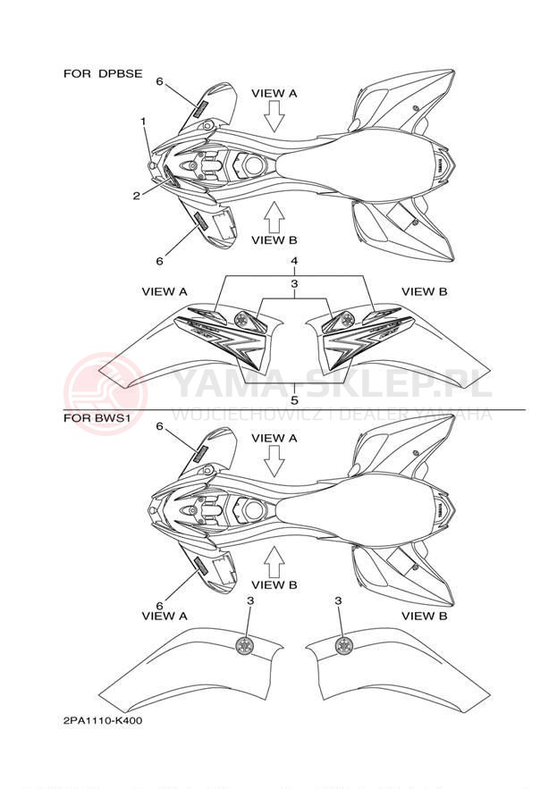 Schemat "naklejki" do Yamaha RAPTOR 125 YFM125RAL/YFM125RAW