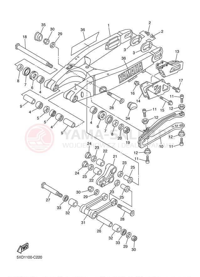 Schemat "wahacz" do Yamaha WR250F WR250FS