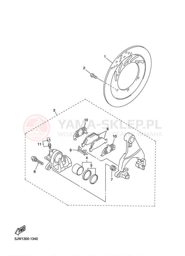 Schemat "Zacisk hamulcowy tylny" do Yamaha FJR1300ABS FJR13AT/FJR13ATC