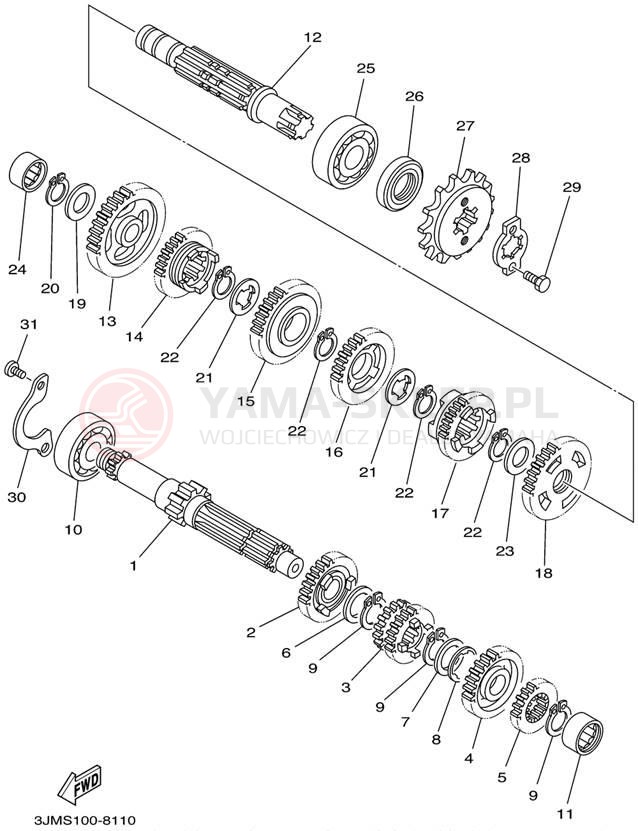 Schemat "Skrzynia biegów " do Yamaha BLASTER YFS200P