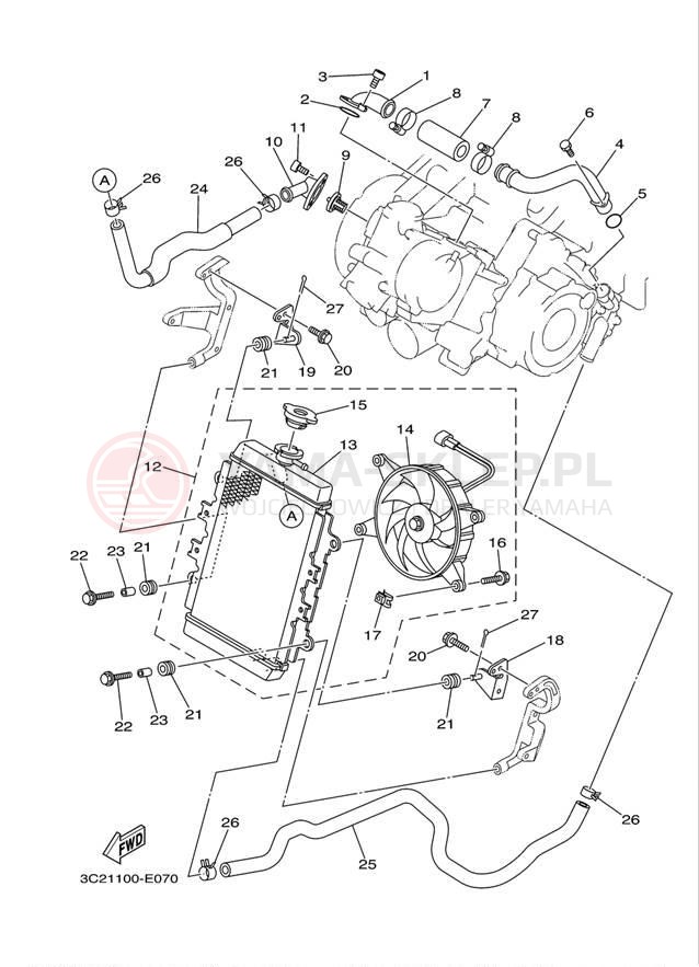 Schemat "Układ chlodzenia" do Yamaha WOLVERINE 450 4WD YFM45FXYL