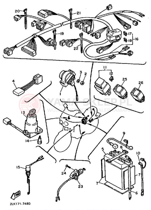 Schemat "układ elektryczny" do Yamaha FZR750RT