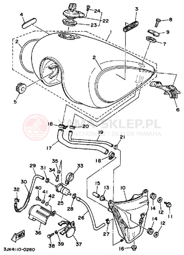 Schemat "zbiornik paliwa" do Yamaha VIRAGO 1100 XV1100AC/XV1100A