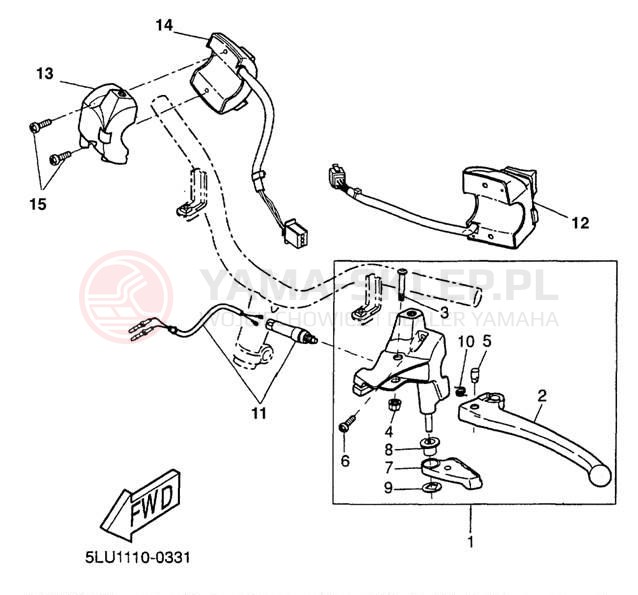 Schemat "Kierownica i osprzęt" do Yamaha ZUMA II CW50M
