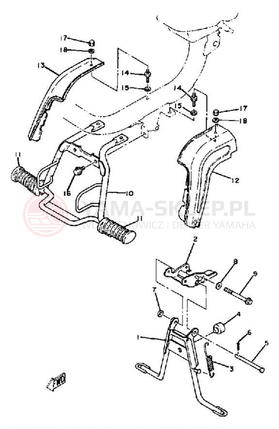 Schemat "Stopka postojowa i podnóżki" do Yamaha YAMAHOPPER QT50N