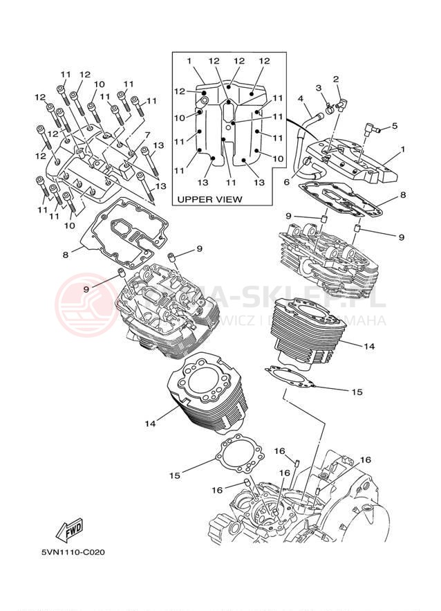 Schemat "cylinder" do Yamaha ROAD STAR XV17ASC/XV17AS