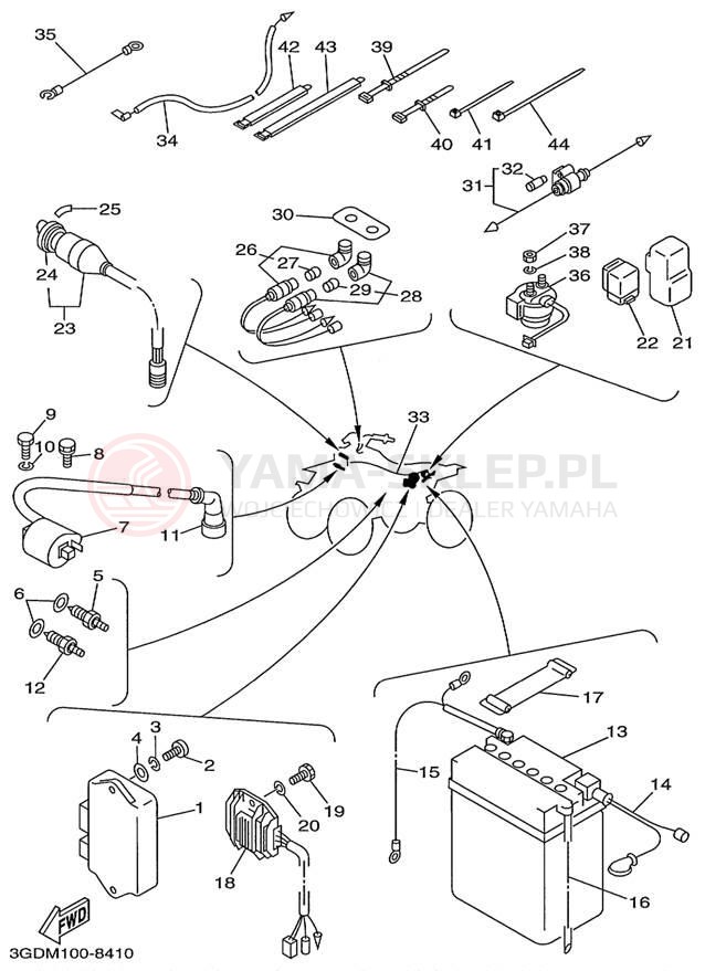 Schemat "układ elektryczny" do Yamaha WARRIOR YFM350XLC/YFM350XL