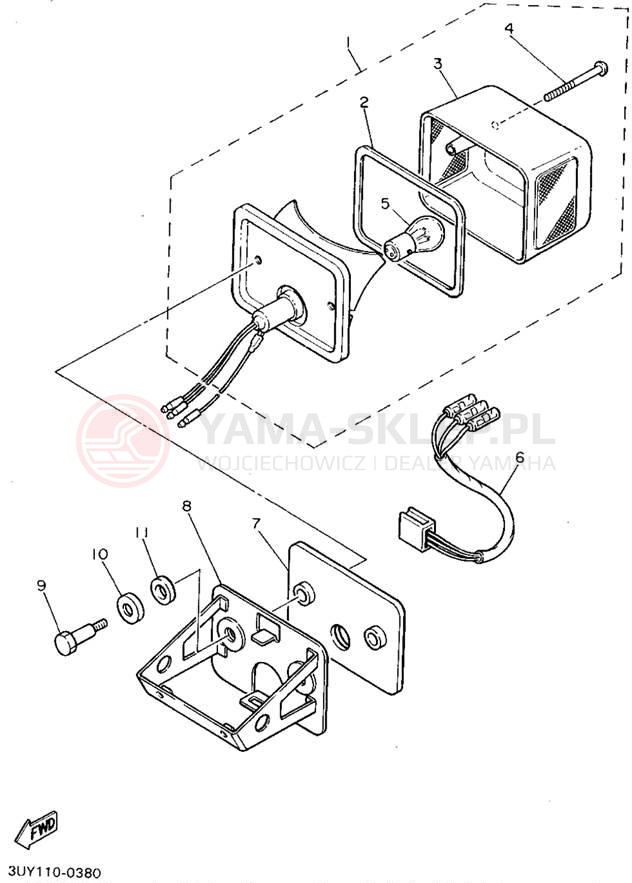 Schemat "lampa tył" do Yamaha XT600EF/XT600EFC