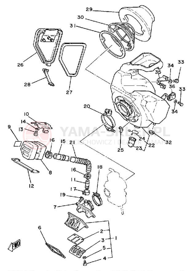 Schemat "Wtrysk paliwa" do Yamaha IT250H