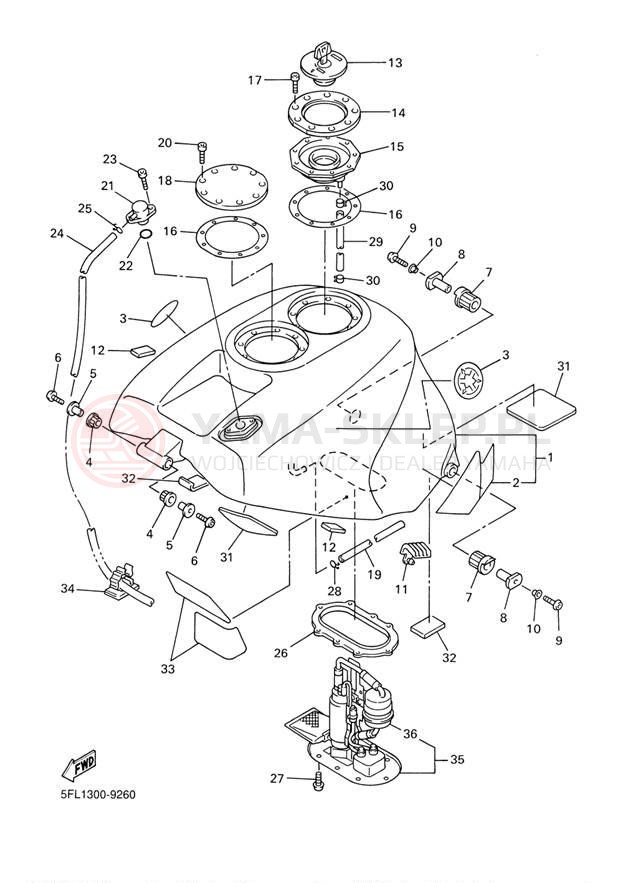 Schemat "zbiornik paliwa" do Yamaha YZFR7 YZFR7L