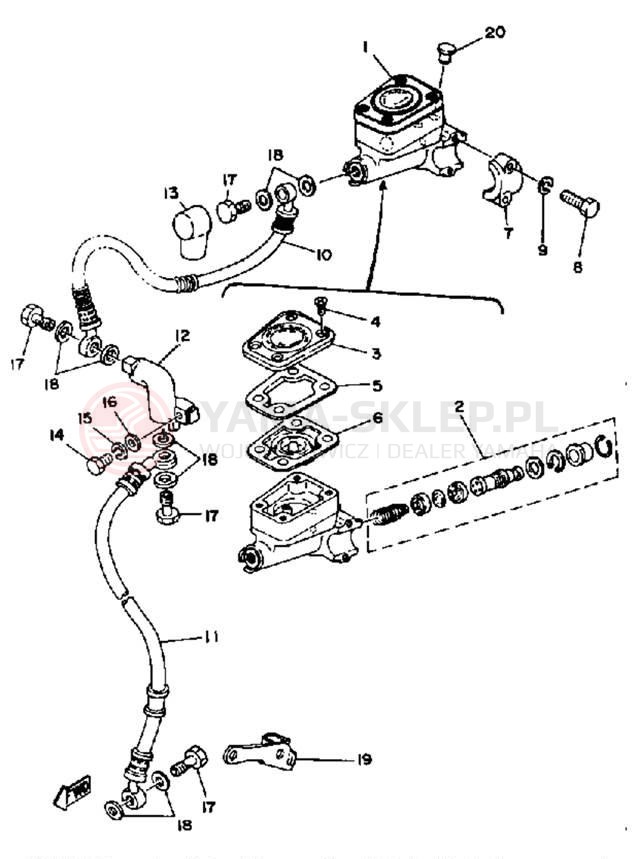 Schemat "Pompa hamulcowa przednia" do Yamaha XS650SG