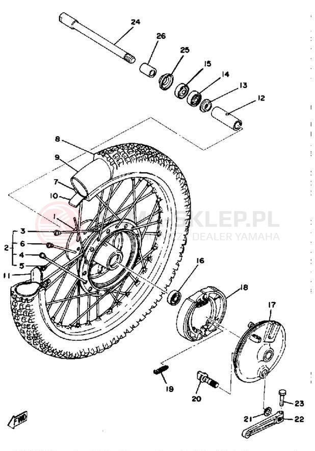 Schemat "Koło przód" do Yamaha YZ400F
