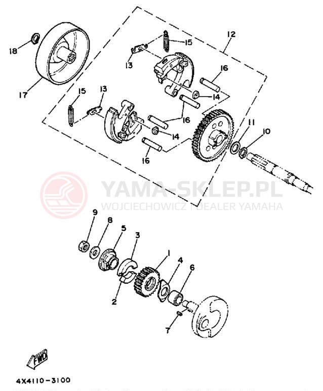 Schemat "sprzęgło" do Yamaha Y-ZINGER PW50S