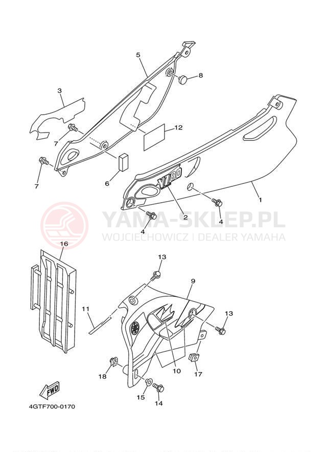 Schemat "Pokrywa boczna" do Yamaha YZ80 YZ80M1
