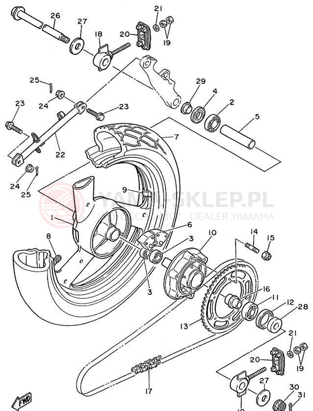 Schemat "Koło tył" do Yamaha FZR600RLC/FZR600RL