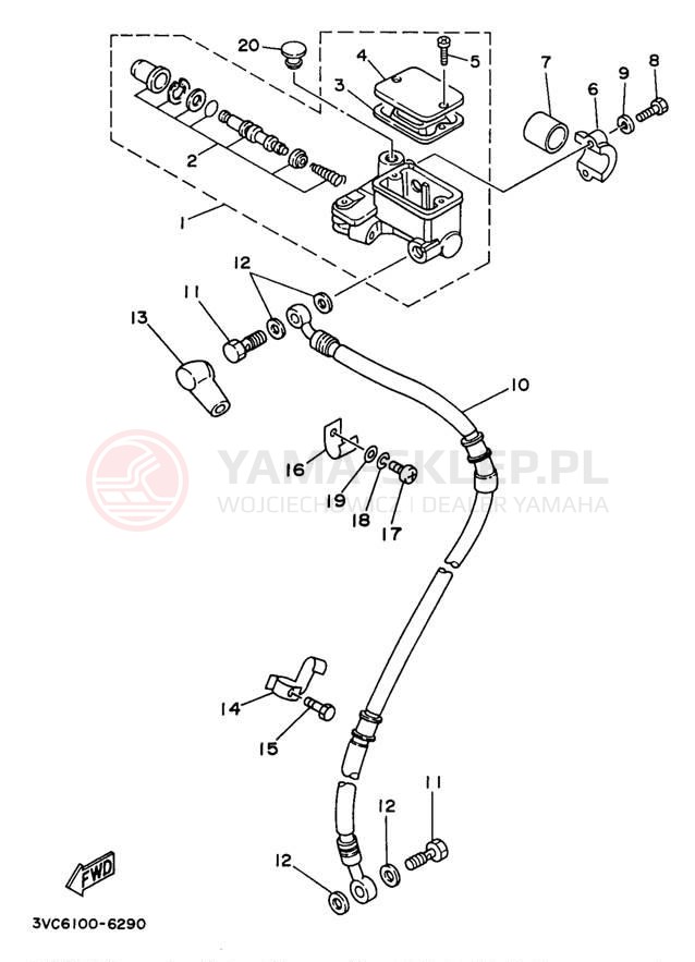 Schemat "Pompa hamulcowa przednia" do Yamaha RT180J