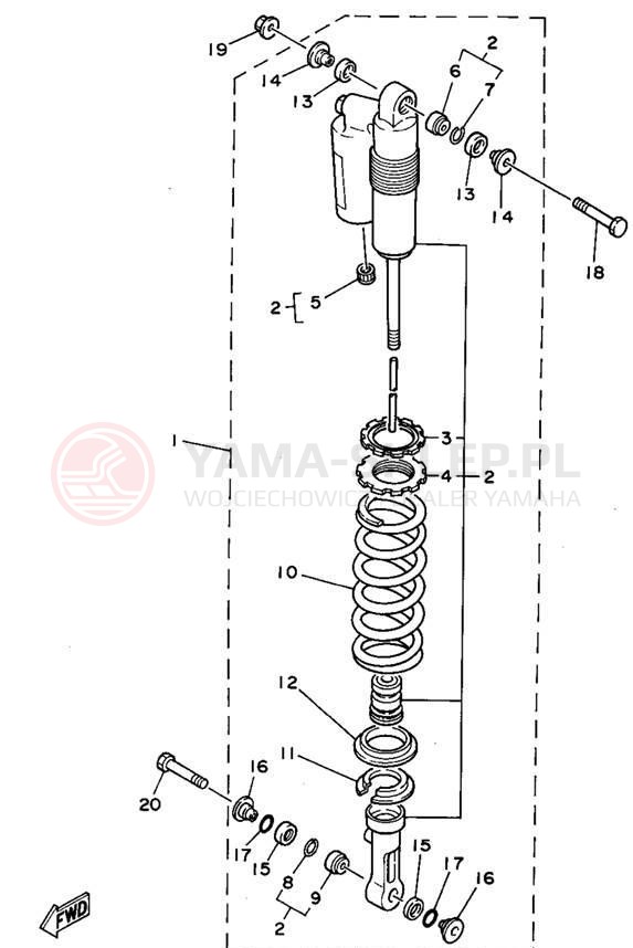 Schemat "zawieszenie tył" do Yamaha WR250ZF