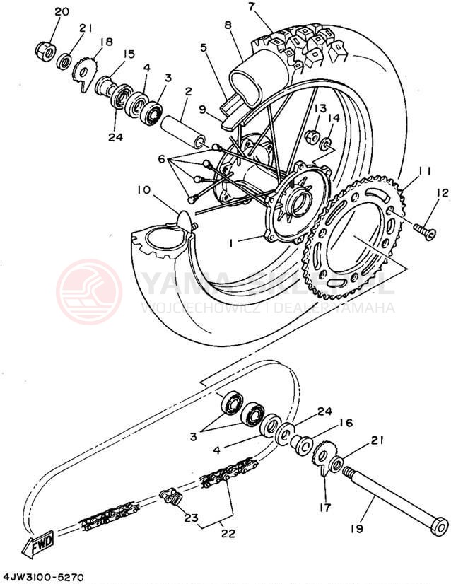 Schemat "Koło tył" do Yamaha WR250ZG