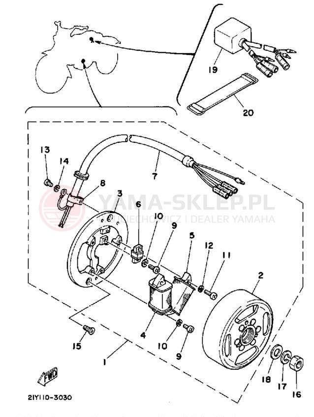 Schemat "Moduł zapłonowy - cewka" do Yamaha YT125K