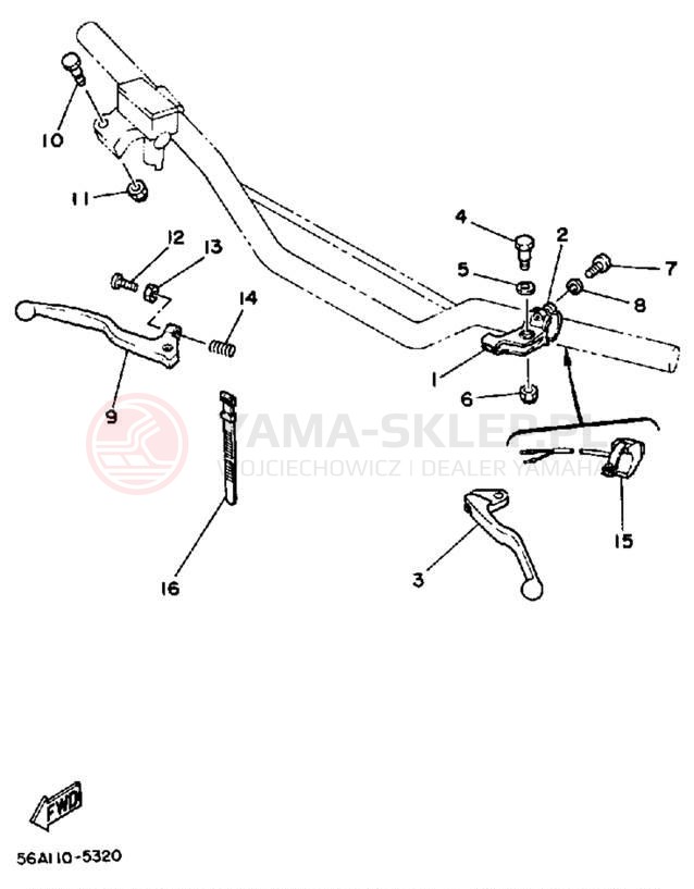 Schemat "Kierownica i osprzęt" do Yamaha YZ250 YZ250S