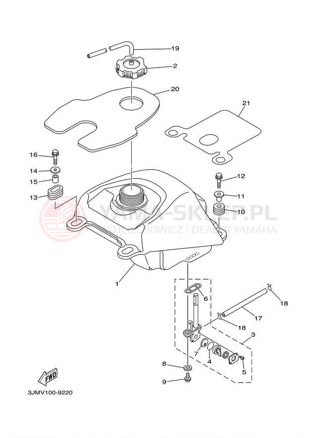 Schemat "zbiornik paliwa" do Yamaha BLASTER YFS200M