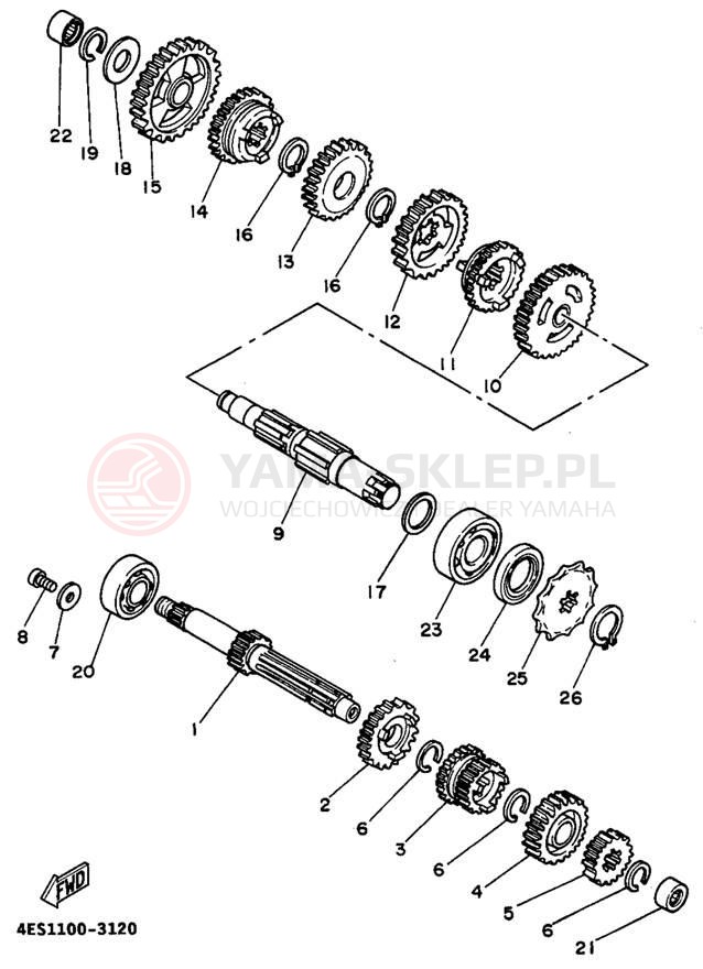 Schemat "Skrzynia biegów " do Yamaha YZ80G1