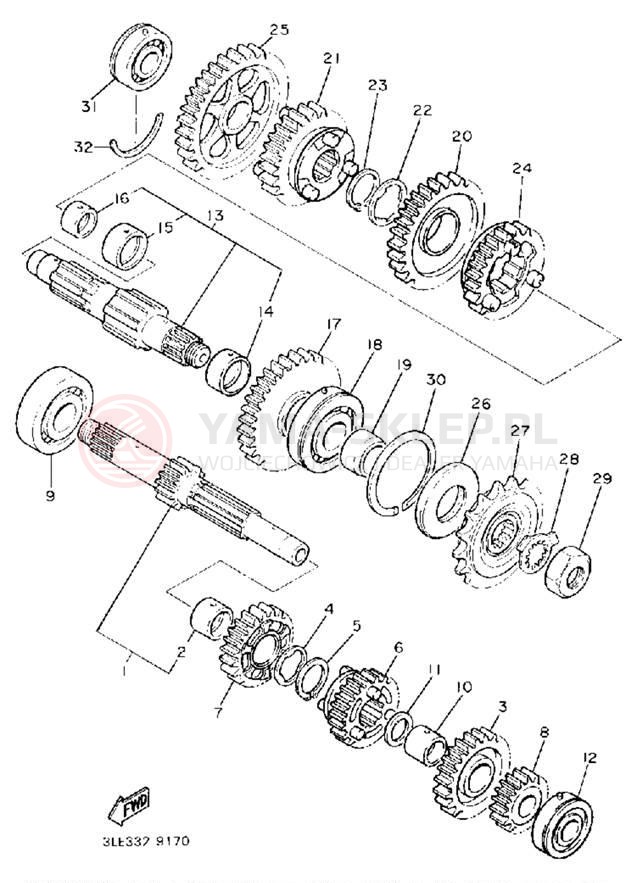 Schemat "Skrzynia biegów " do Yamaha FZR1000EC/FZR1000E
