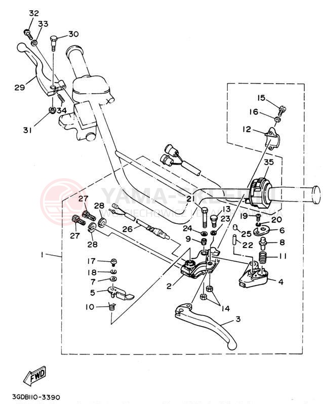 Schemat "Kierownica i osprzęt" do Yamaha WARRIOR YFM350XF