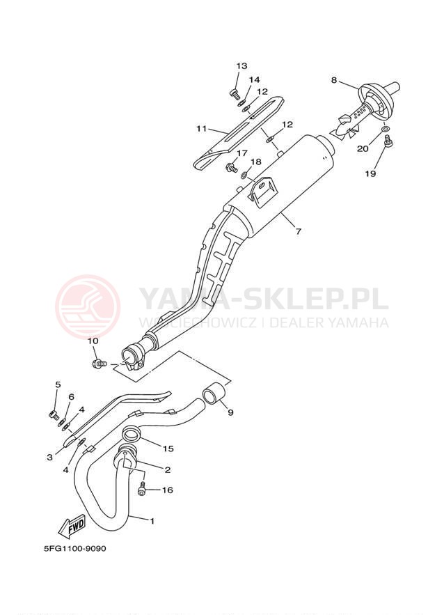 Schemat "Wydech końcowy" do Yamaha TTR225 TTR225RC/TTR225R
