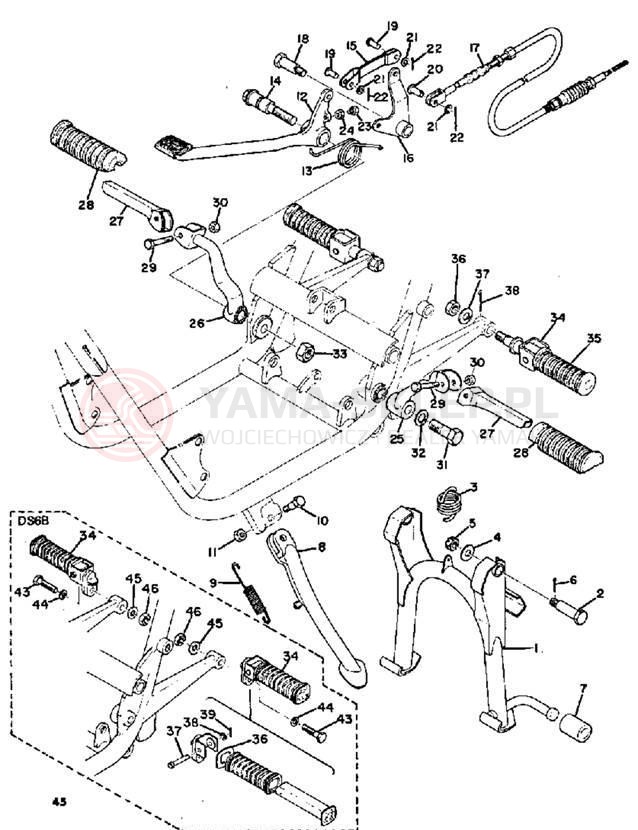 Schemat "Stopka postoj., dźw. Hamulca tył" do Yamaha DS6B