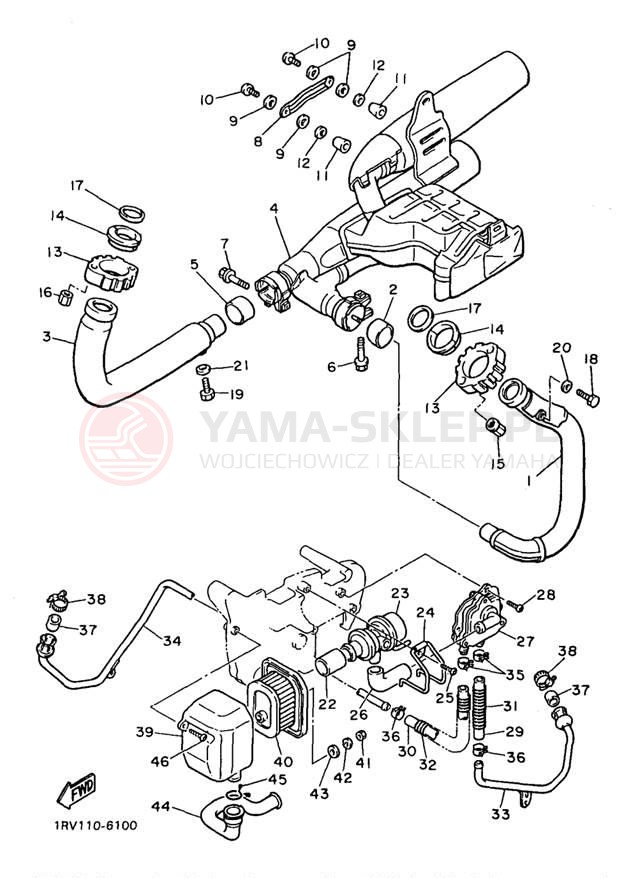 Schemat "Wydech końcowy" do Yamaha VIRAGO 750 XV750J1/XV750JC1