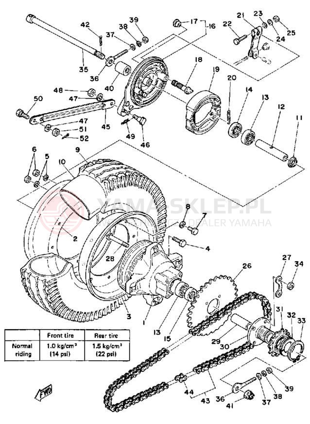 Schemat "Koło tył" do Yamaha LB50PF