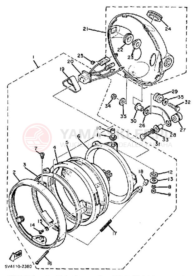 Schemat "Lampa przód" do Yamaha XS650SJ