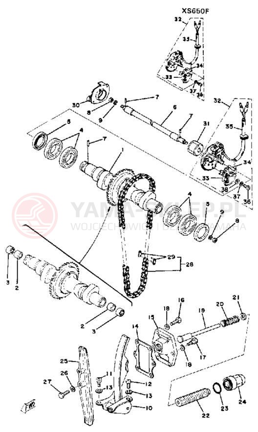 Schemat "Rozrząd - napinacz" do Yamaha XS650D