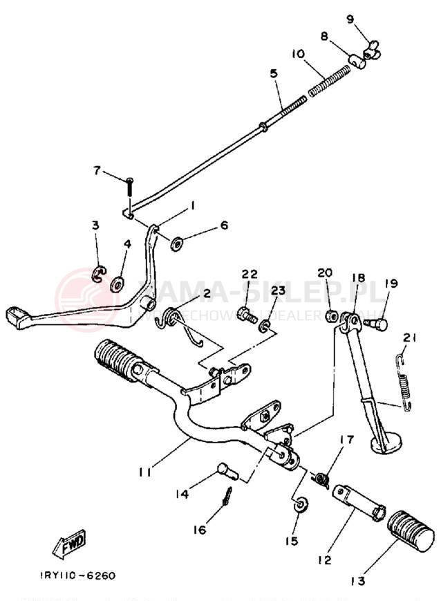 Schemat "Stopka postojowa i podnóżki" do Yamaha BIG WHEEL BW80T