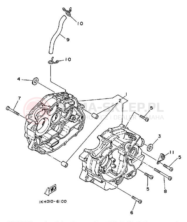 Schemat "Obudowa silnika" do Yamaha TT225T
