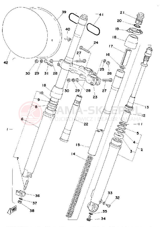 Schemat "Amortyzatory przód" do Yamaha MX125C